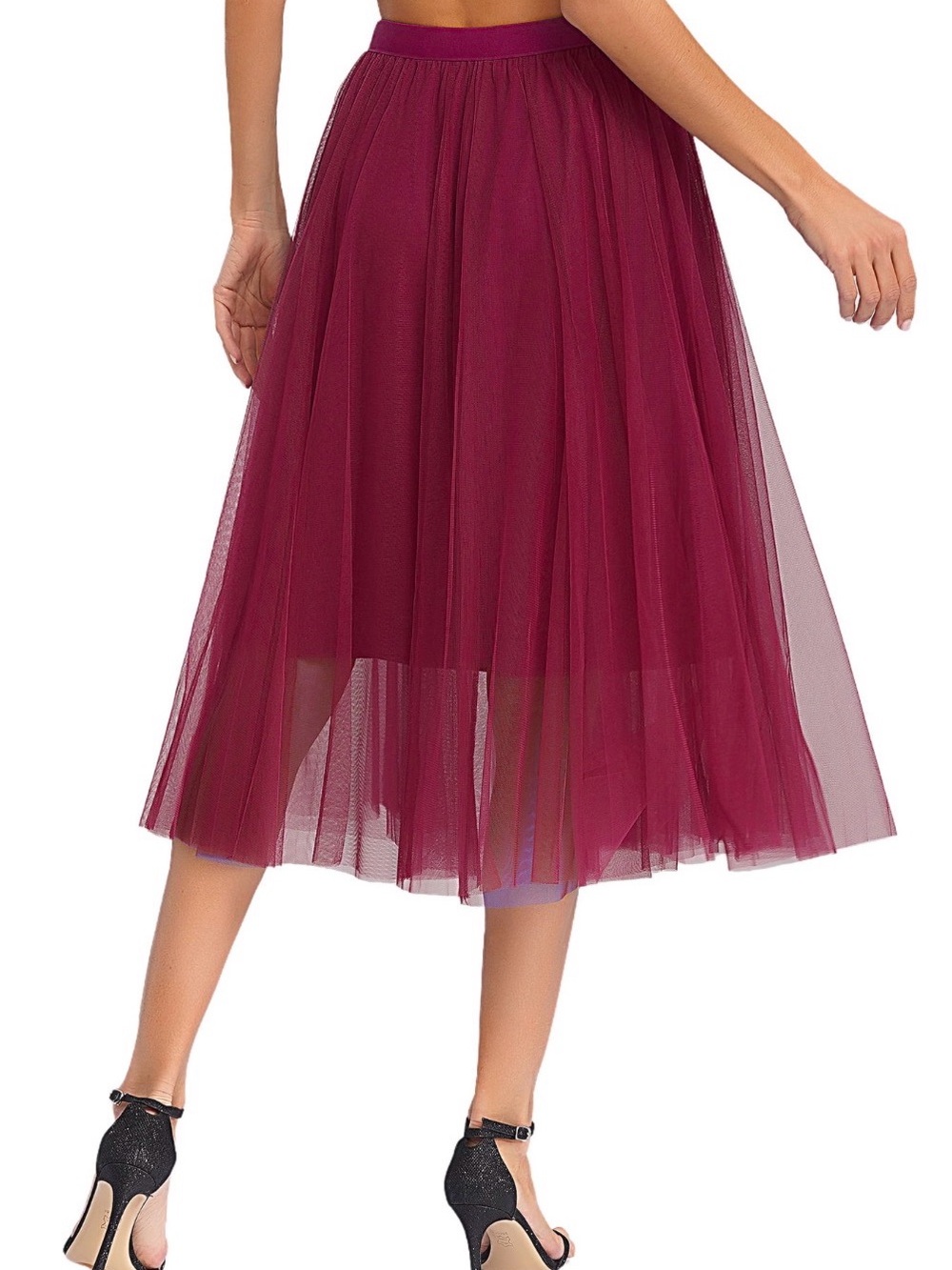 torrid Burgundy Layered Tulle Midi Skirt